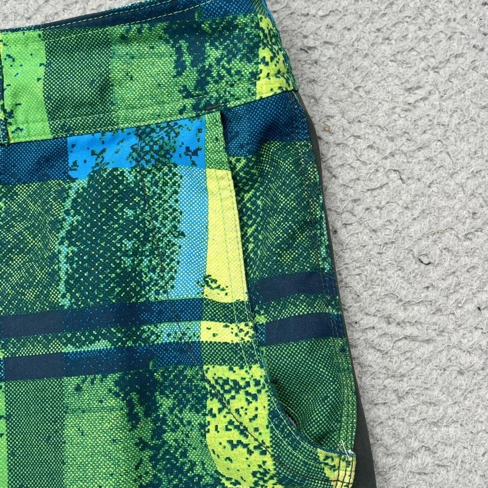 Columbia Board Shorts Men's 36 Print Blue Swim Trunks Surf 90s Plaid Omni Shield
